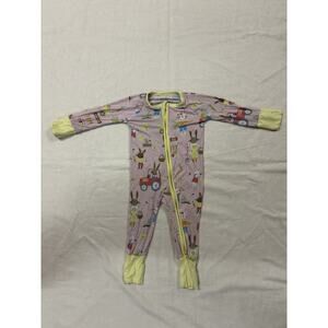 Little Sleepies Yellow Bunny Easter Print Sleeper Zippy 0-3 Months Bamboo
